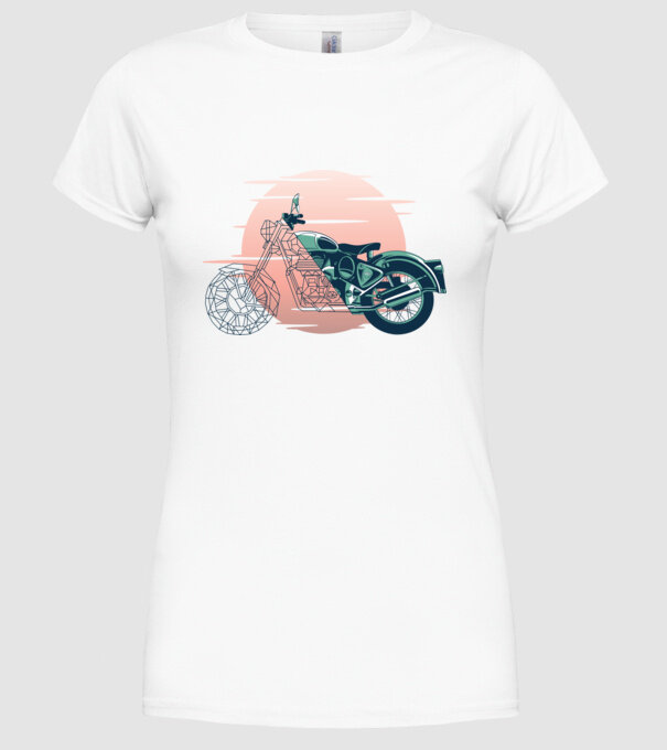 Motocicletă Vintage model alb pe tricou