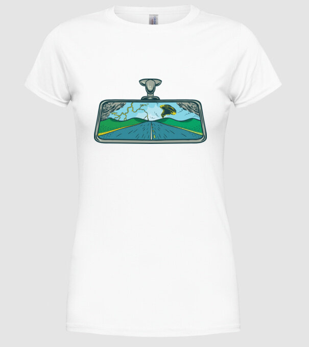 Oglindă retrovizoare model alb pe tricou