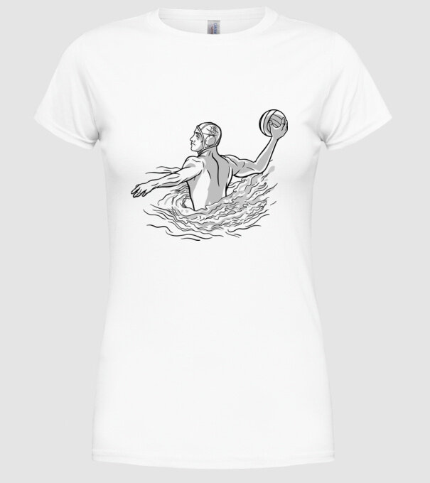 Jucător polo pe apă model alb pe tricou