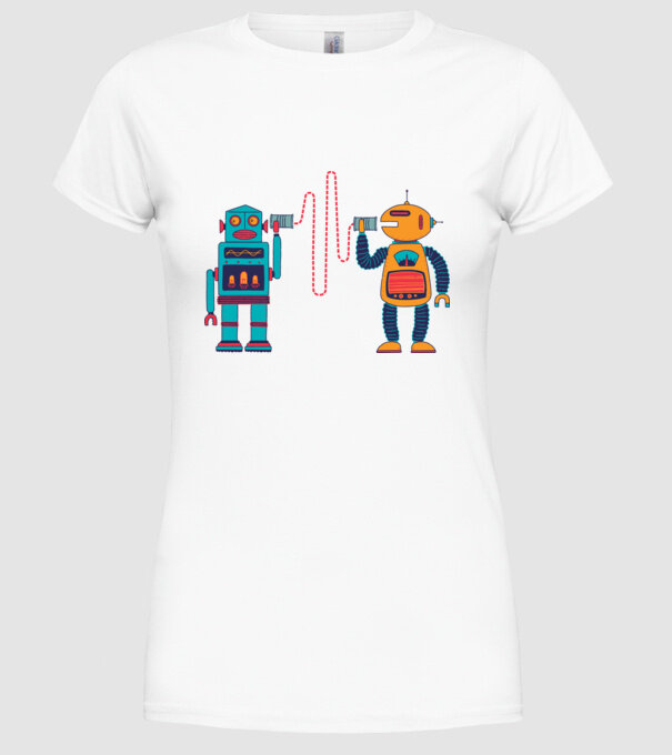 Walkie Talkie Robot model alb pe tricou