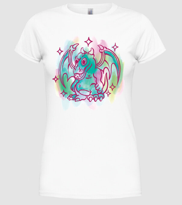 Acuarelă Dragon model alb pe tricou