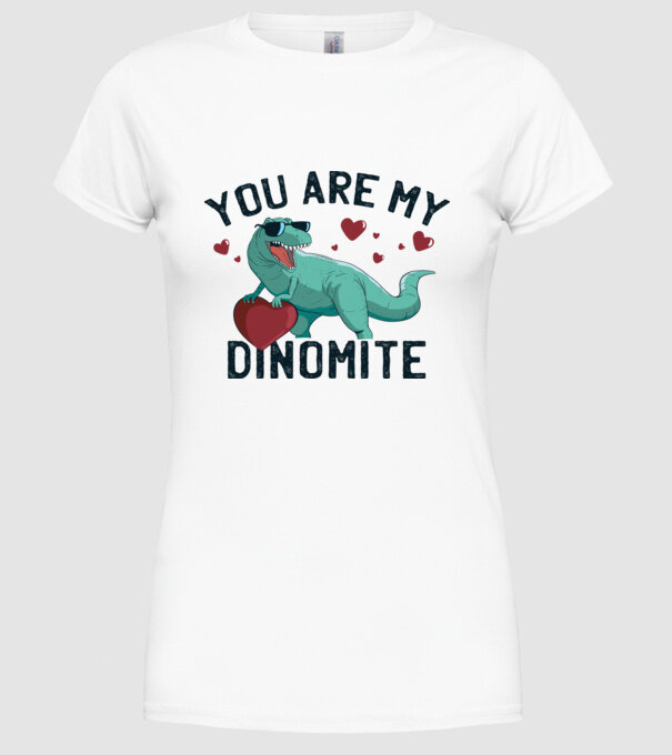 You are my Dinomite tricou cu dinozaur și inimă model alb pe tricou