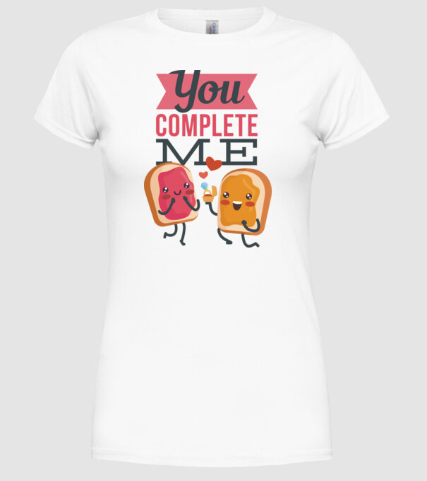 'You Complete Me Tricou drăguț pentru Valentine''s Day' model alb pe tricou