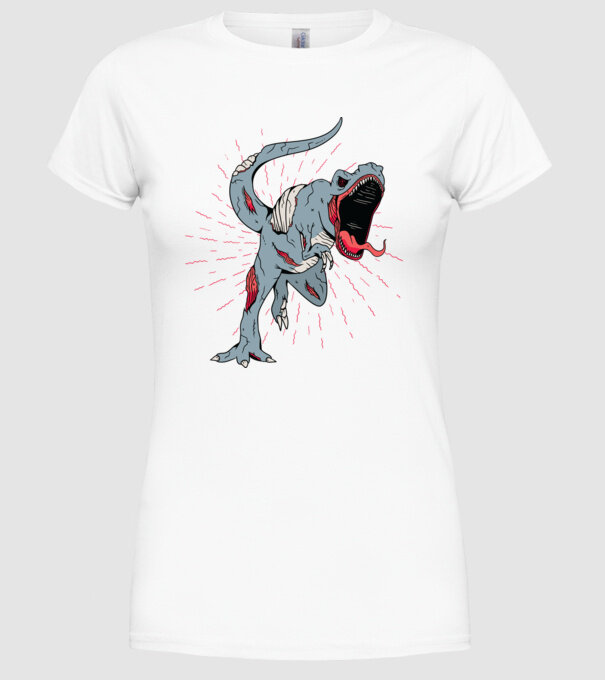 T-rex Zombie model alb pe tricou