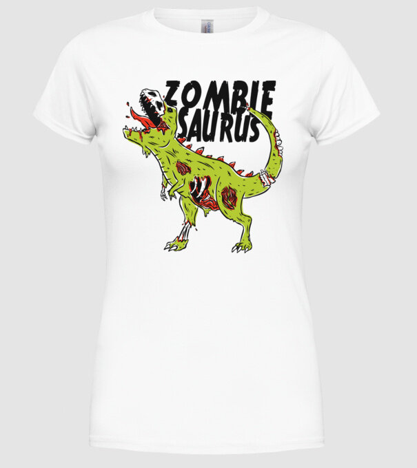 Zombiesaurus - Dinozaur Zombie model alb pe tricou