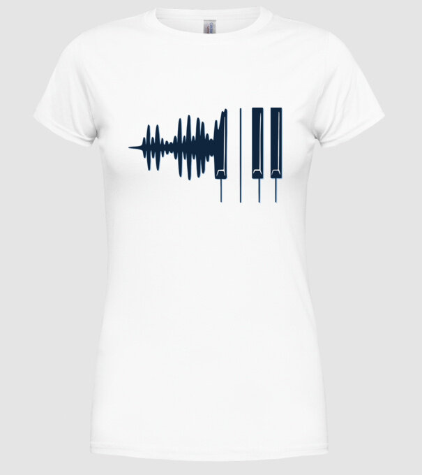 Clape de pian model alb pe tricou
