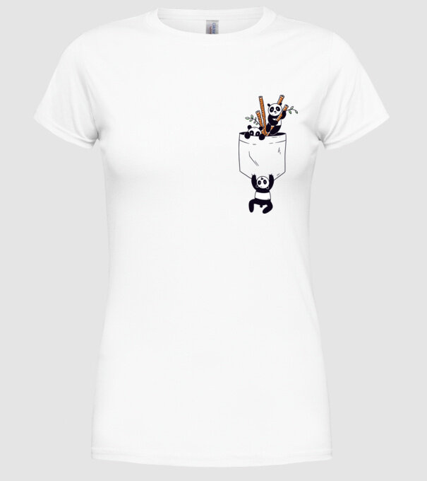Panda de buzunar model alb pe tricou