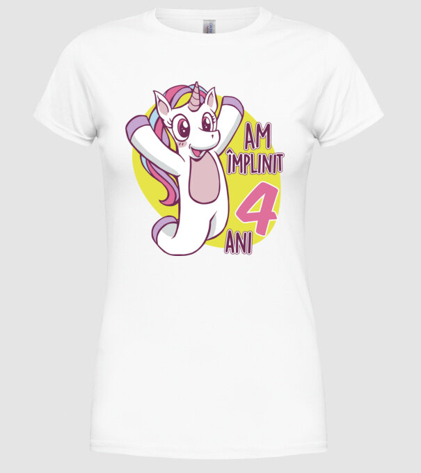Am împlinit 4 ani model alb pe tricou