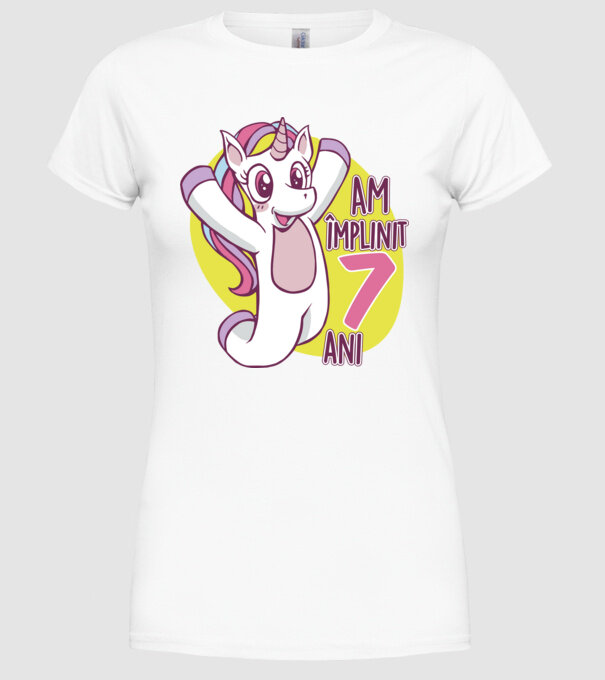 Am împlinit 7 ani model alb pe tricou
