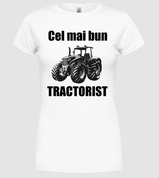 Cel mai bun tractorist model alb pe tricou