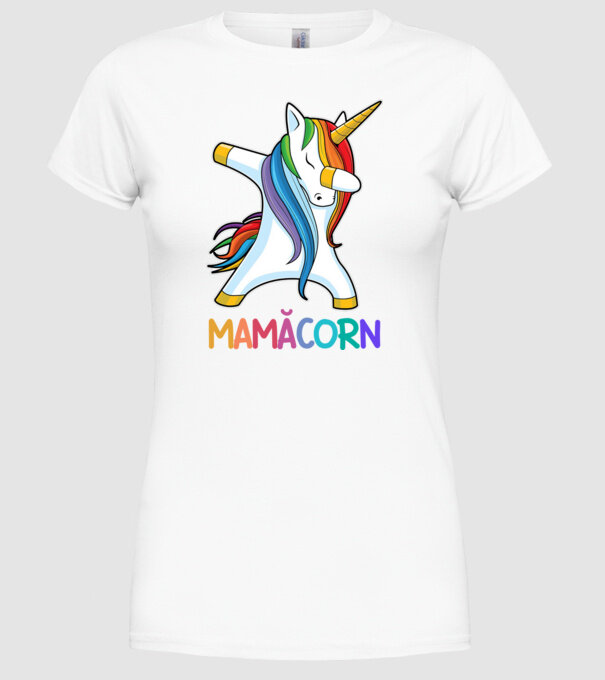 mamăcorn model alb pe tricou