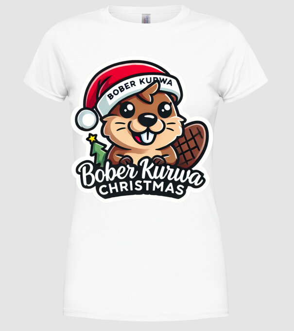 Bober Kurwa Christmas 1 model alb pe tricou