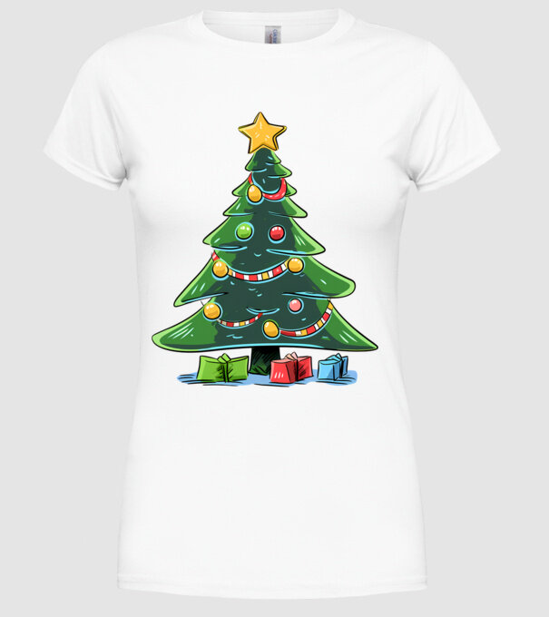 Brad de Crăciun model alb pe tricou