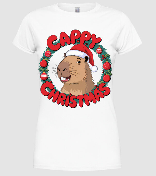 Cappy Christmas 1 model alb pe tricou