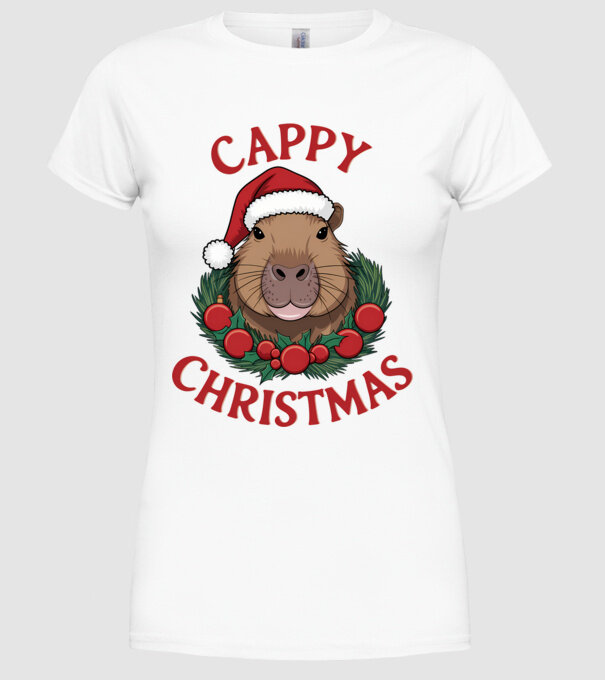 Cappy Christmas 2 model alb pe tricou
