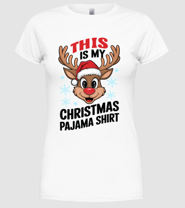 Christmas Pajama Reindeer Alb model alb pe tricou