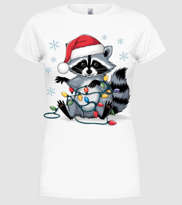Crăciunul ratonilor Alb model alb pe tricou