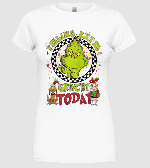 Feeling extra Grinchy today - Grinch model alb pe tricou