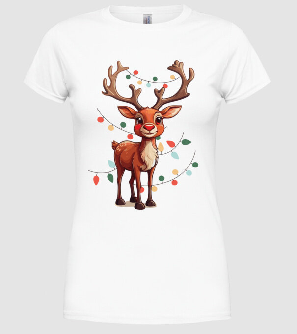 Festive Rudolph model alb pe tricou