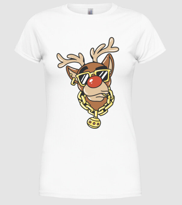 Gangster Reindeer model alb pe tricou