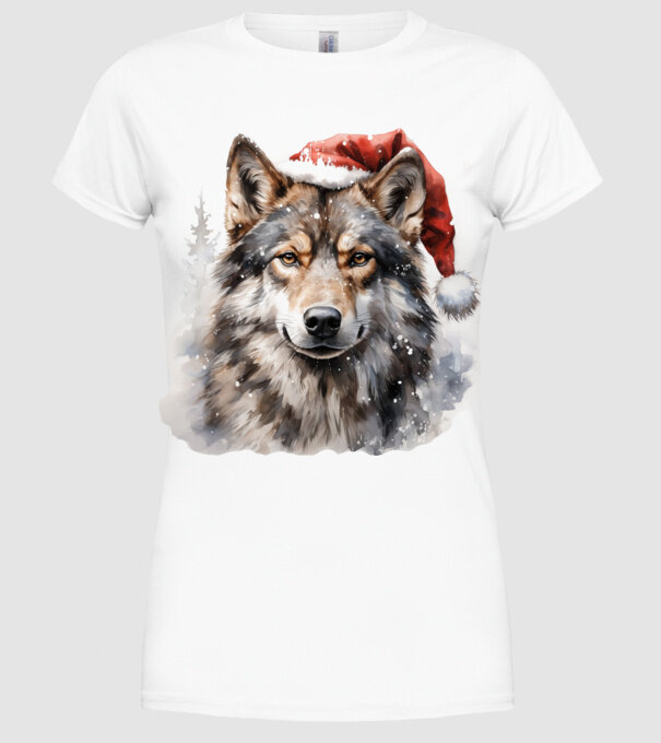 Lupul de Crăciun Alb model alb pe tricou