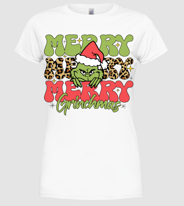 Merry Grinchmas model alb pe tricou