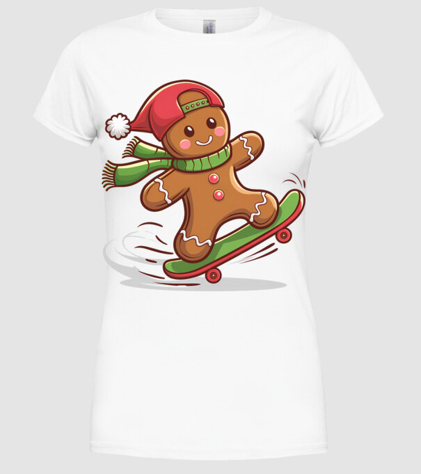 Patinator de turtă dulce model alb pe tricou