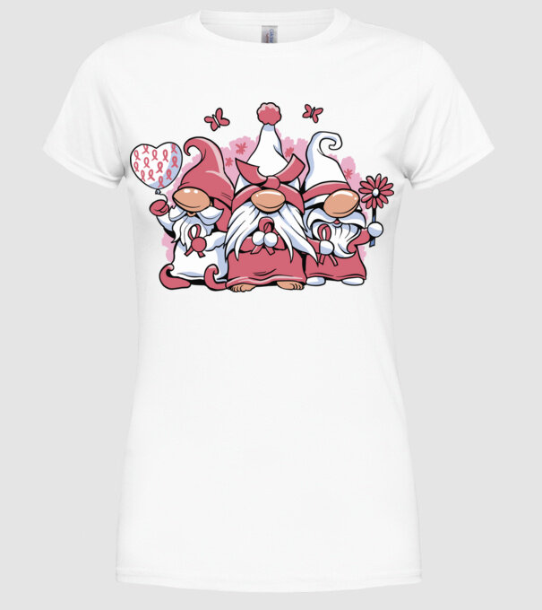 Pink christmas Gnomes model alb pe tricou