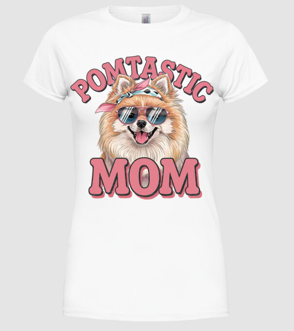 Pomtastic Mom model alb pe tricou