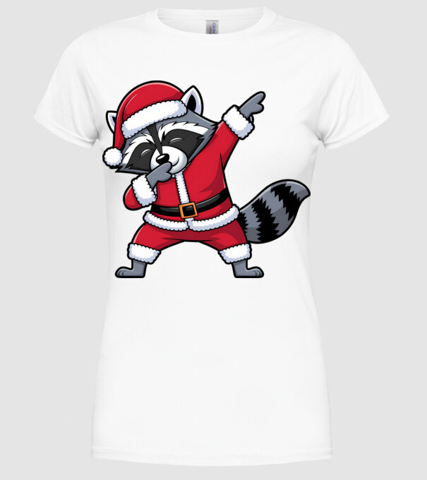 Raton Dab Xmas model alb pe tricou