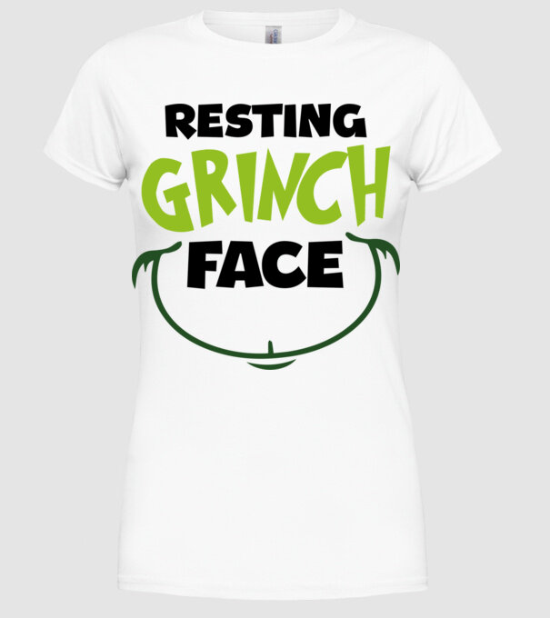 Resting Grinch face model alb pe tricou