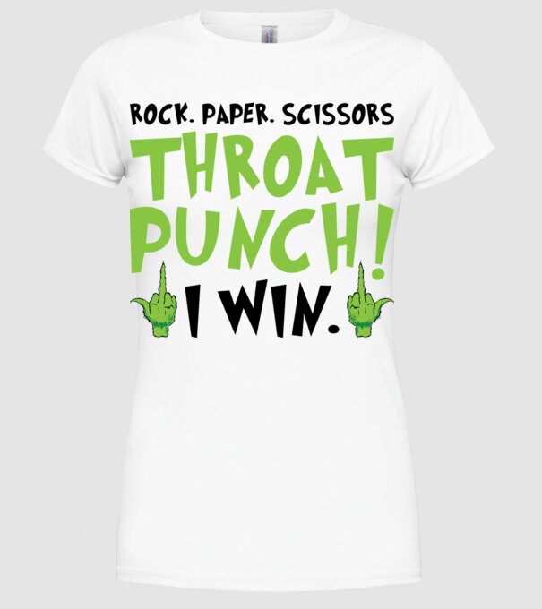 Rock paper scissors - Grinch model alb pe tricou