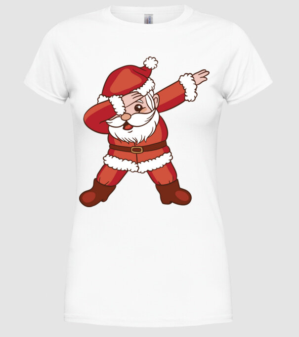 Santa Dab model alb pe tricou