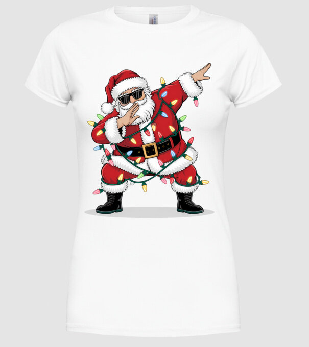 Santa Dab model alb pe tricou