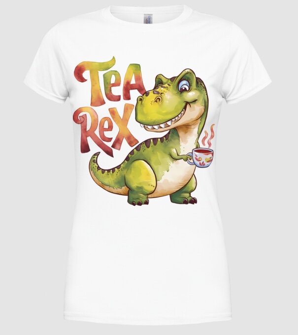 Tea Rex model alb pe tricou