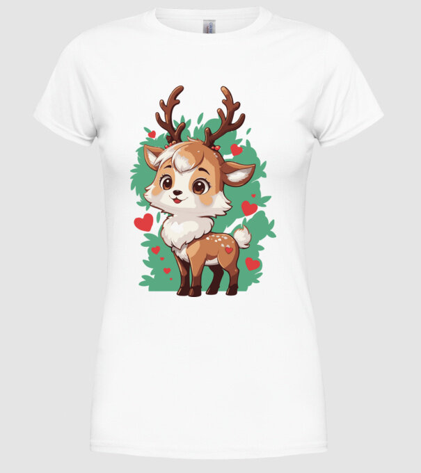 Valentine Deer model alb pe tricou