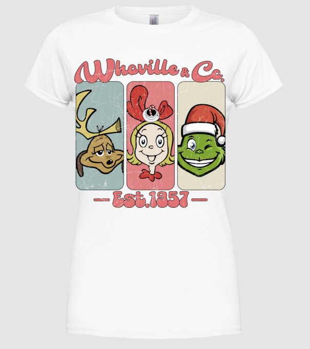 Whoville & Co - Grinch model alb pe tricou