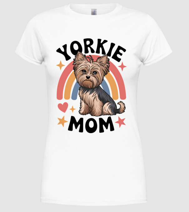 Yorkie Mom Alb model alb pe tricou