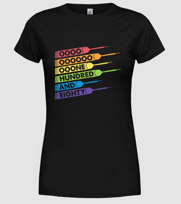 180 Darts Retro model negru pe tricou