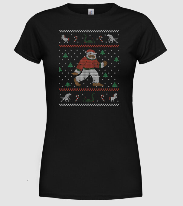 Ugly Sweater Yeti model negru pe tricou