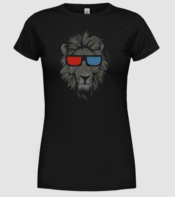 Leu 3d model negru pe tricou