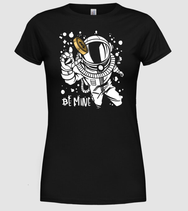 Bitcoin Astrounaut model negru pe tricou