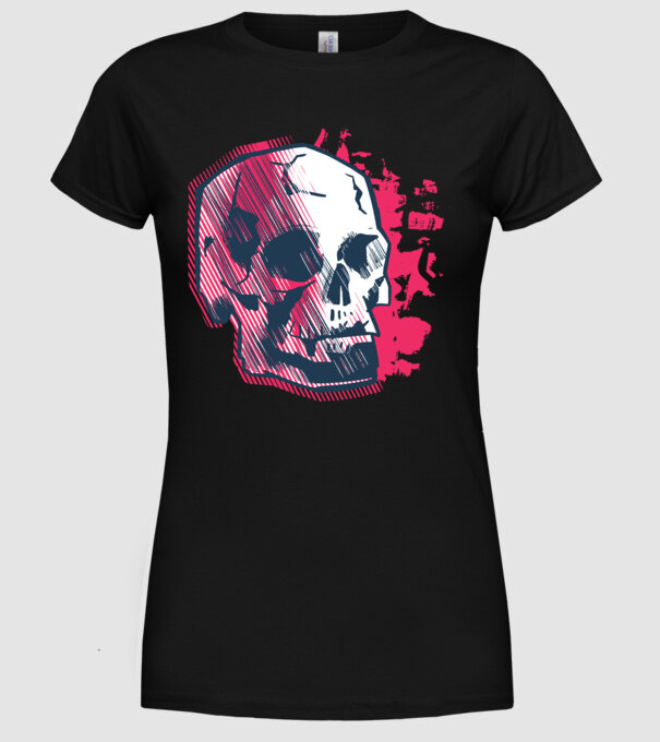 Craniu abstract model negru pe tricou