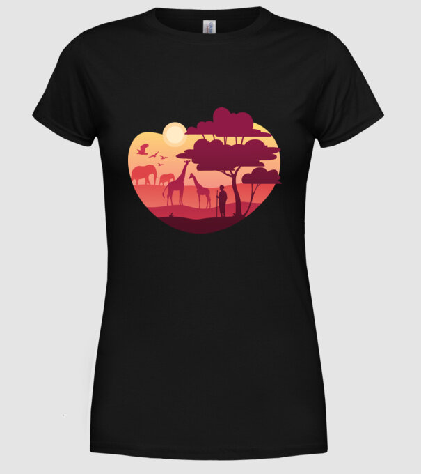Peisaj african model negru pe tricou