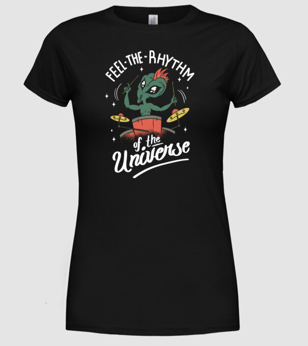 Alien baterist model negru pe tricou