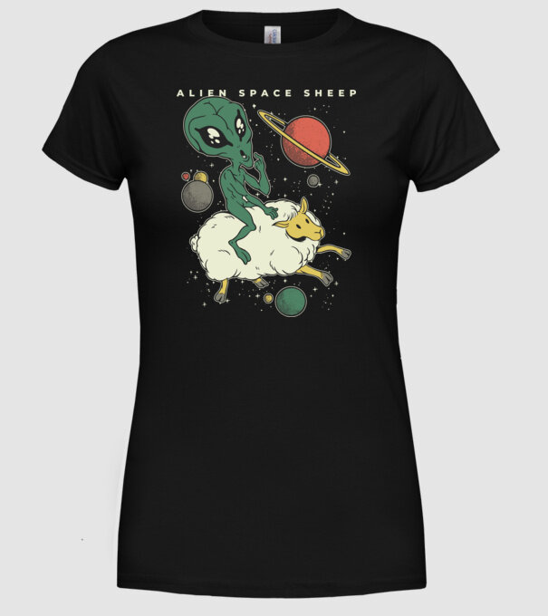 Alien În spațiu model negru pe tricou