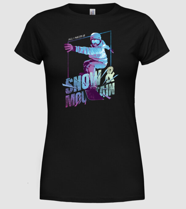 All I need is Snowboard model negru pe tricou