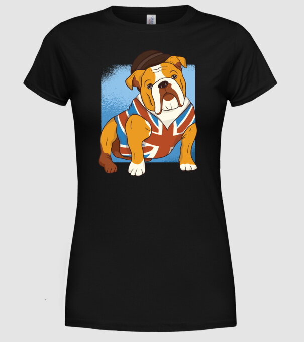 Bulldog englezesc model negru pe tricou