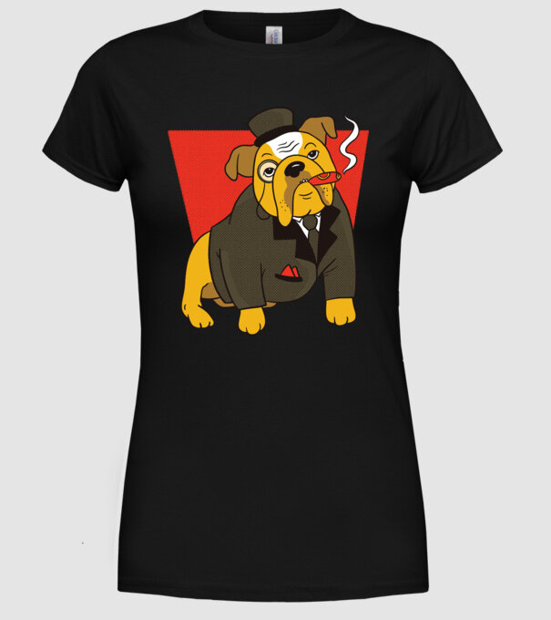 Bulldog englezesc cu trabuc model negru pe tricou