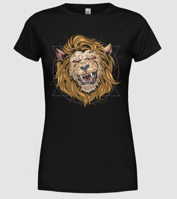 angry lion model negru pe tricou